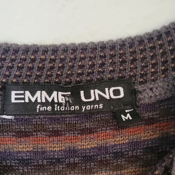 Emme Uno Brown and Black Crewneck Sweater with Classic Fit Soft Texture - Picture 2 of 6